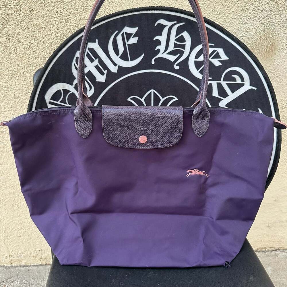 Longchamp Le Pliage Club Large Shoulder Tote Bag in Purple